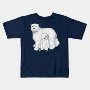 Polar Bear Mom and Cub Kids T-Shirt